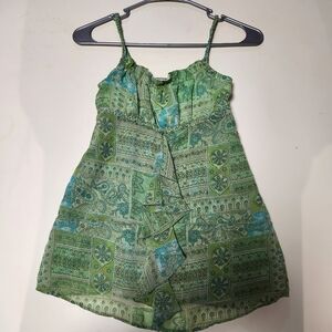 Limited Too Vintage Y2k 2000s Patchwork Babydoll Tank Top Size 8 Green